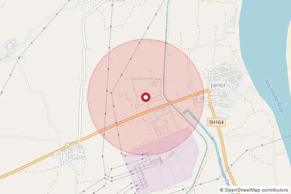 Map showing approximate area covered by Pincode 392215 — Urja Nagar So, Bharuch