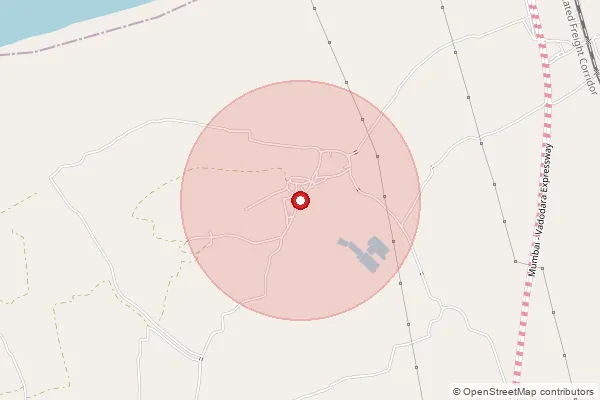 Map showing approximate area covered by Pincode 393020 — Piludra Bo, Bharuch