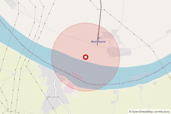 Map showing approximate area covered by Pincode 393105 — Lilod Bo, Vadodara