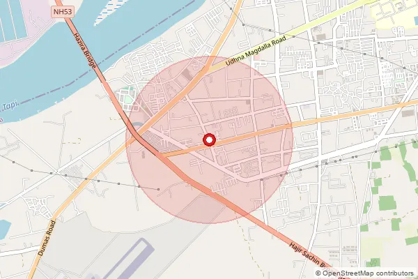 Map showing approximate area covered by Pincode 394125 — Mahuvej Bo, Surat