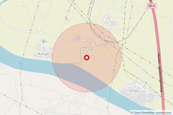 Map showing approximate area covered by Pincode 394155 — Virpur Bo, Surat