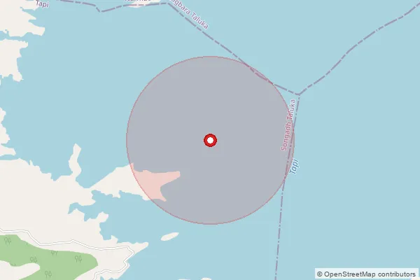 Map showing approximate area covered by Pincode 394160 — Lakhgam Bo, Surat