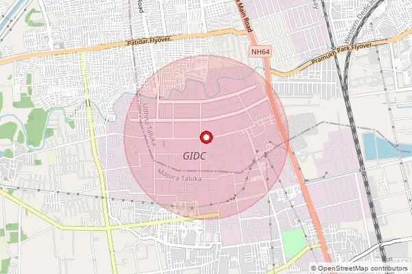 Map showing approximate area covered by Pincode 394221 — Pandesara Ie So, Surat