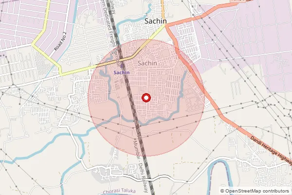 Map showing approximate area covered by Pincode 394230 — Sachin So, Surat