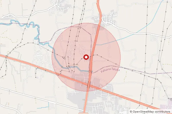 Map showing approximate area covered by Pincode 394325 — Umbhel So, Surat