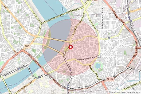 Map showing approximate area covered by Pincode 394340 — Vatsalyadham Bo, Surat