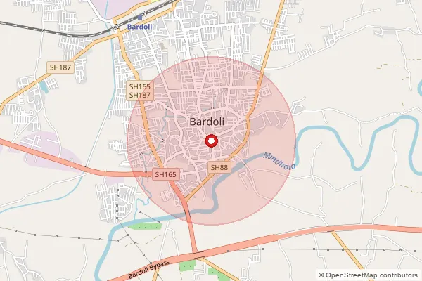 Map showing approximate area covered by Pincode 394345 — Mota So, Surat