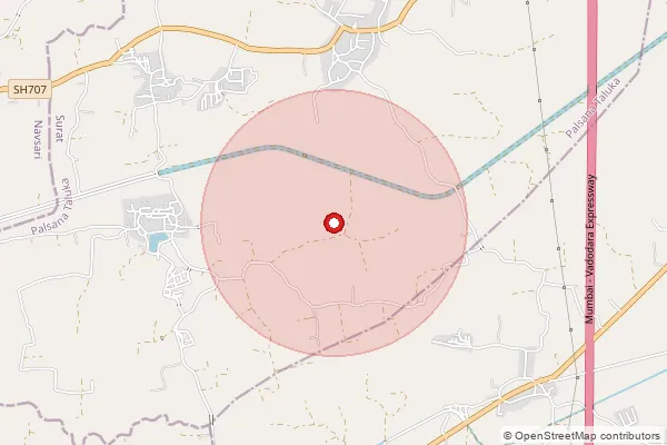 Map showing approximate area covered by Pincode 394352 — Lakhanpor Bo, Surat