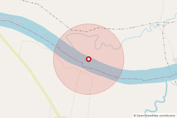 Map showing approximate area covered by Pincode 394370 — Bortha Bo, Tapi