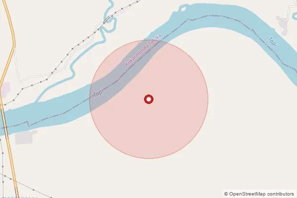 Map showing approximate area covered by Pincode 394380 — Gangtha Bo, Tapi