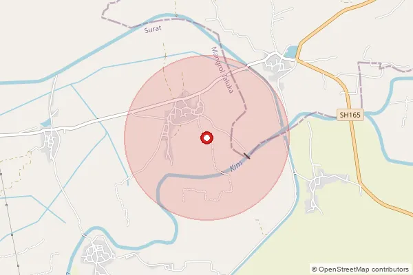 Map showing approximate area covered by Pincode 394410 — Gijram Bo, Surat