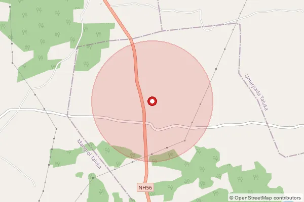 Map showing approximate area covered by Pincode 394440 — Umarzar Bo, Surat