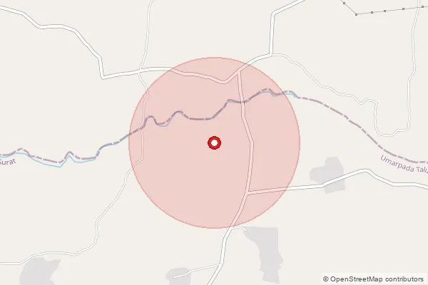 Map showing approximate area covered by Pincode 394445 — Khota Rampura Bo, Surat