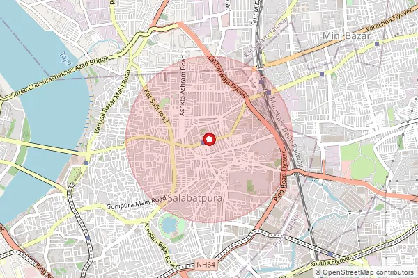 Map showing approximate area covered by Pincode 394518 — Ongc Nagar So, Surat