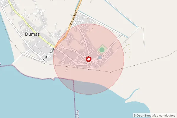 Map showing approximate area covered by Pincode 394550 — Dumasgam Bo, Surat