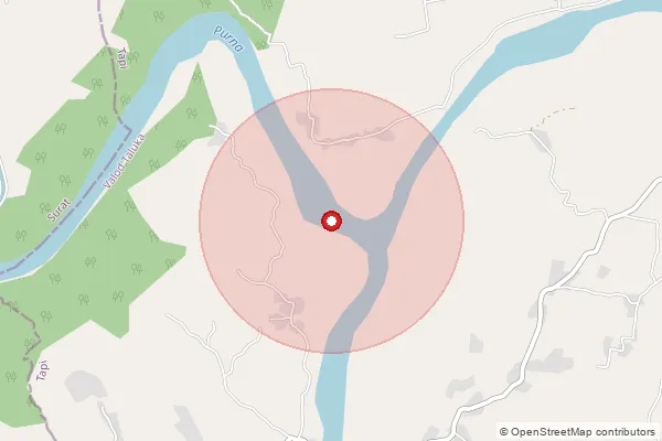 Map showing approximate area covered by Pincode 394640 — Navafalia Bo, Tapi