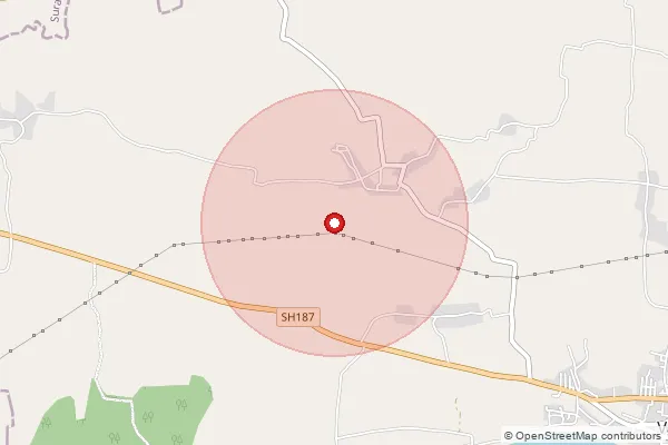 Map showing approximate area covered by Pincode 394650 — Chikhali Khadka Bo, Tapi