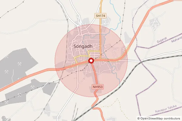 Map showing approximate area covered by Pincode 394680 — Limbi Bo, Tapi