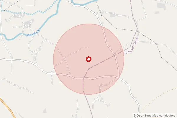 Map showing approximate area covered by Pincode 394715 — Bhalkhet Bo, Dang