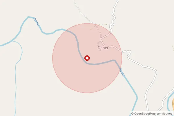 Map showing approximate area covered by Pincode 394716 — Kadmal Bo, Dang