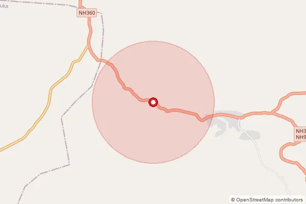 Map showing approximate area covered by Pincode 394730 — Manmodi Bo, Dang