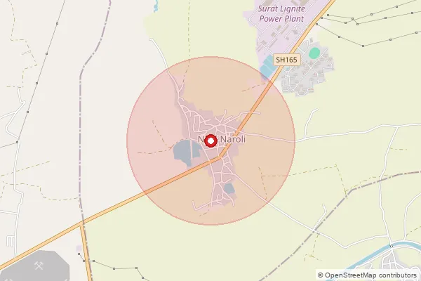 Map showing approximate area covered by Pincode 395005 — Ambheta Bo, Surat