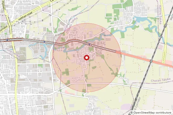 Map showing approximate area covered by Pincode 395010 — Saroli Bo, Surat