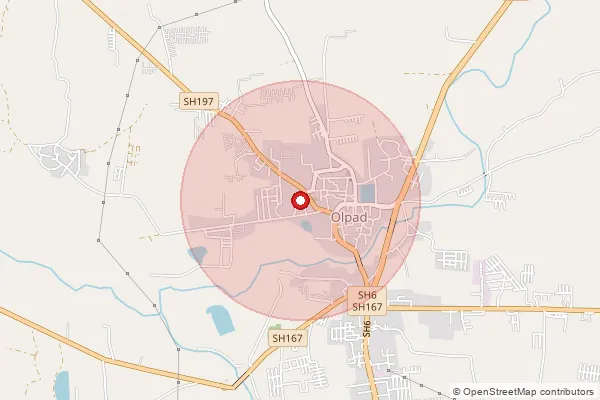Map showing approximate area covered by Pincode 395013 — Kosmada Bo, Surat