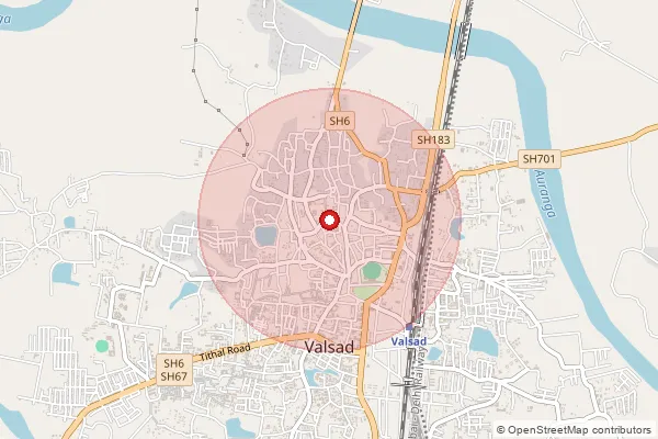 Map showing approximate area covered by Pincode 396001 — Valsad Ho, Valsad