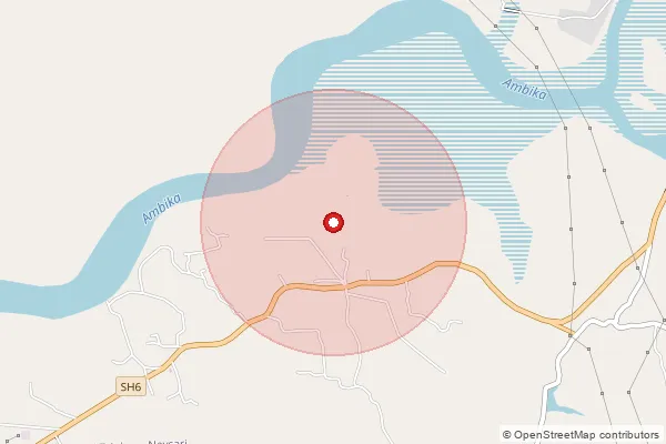 Map showing approximate area covered by Pincode 396110 — Dholai Falia Bo, Navsari