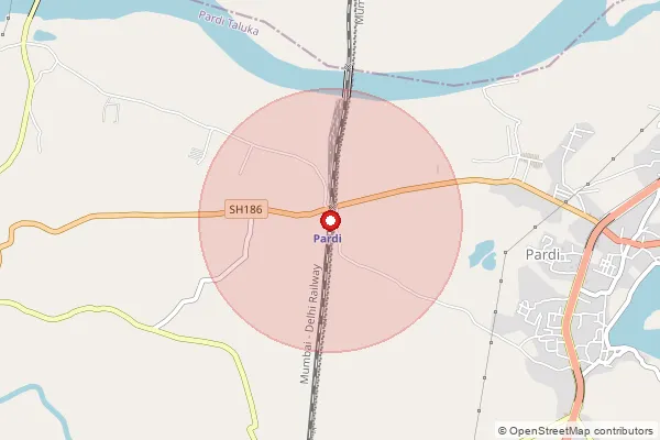 Map showing approximate area covered by Pincode 396125 — Pachlai Bo, Valsad