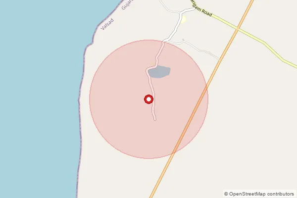 Map showing approximate area covered by Pincode 396140 — Kalgam Bo, Valsad