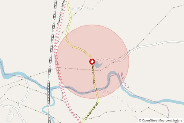 Map showing approximate area covered by Pincode 396145 — Ambach Paria Bo, Valsad