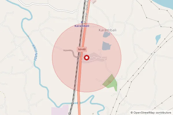 Map showing approximate area covered by Pincode 396165 — Bhathi Karmbeli Bo, Valsad