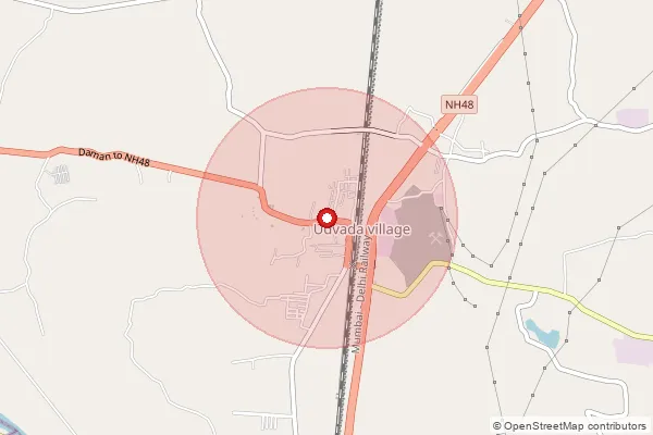 Map showing approximate area covered by Pincode 396185 — Kalsar Bo, Valsad