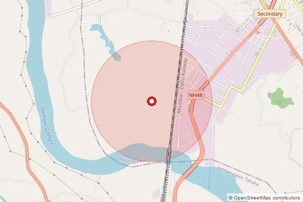 Map showing approximate area covered by Pincode 396191 — Chhiri Bo, Valsad