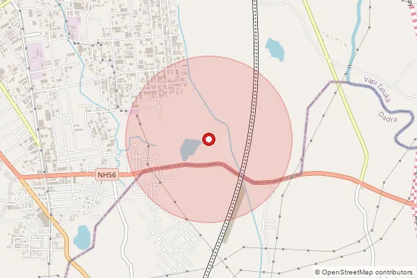 Map showing approximate area covered by Pincode 396193 — Karvad Bo, Valsad