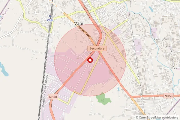 Map showing approximate area covered by Pincode 396195 — Chanod Md Bo, Valsad