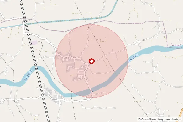 Map showing approximate area covered by Pincode 396350 — Kolva Bo, Navsari