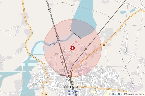 Map showing approximate area covered by Pincode 396380 — Devsar So, Navsari