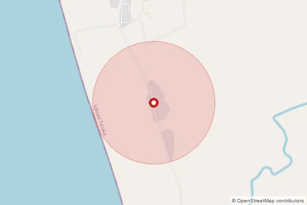 Map showing approximate area covered by Pincode 396385 — Bhagal Bo, Valsad