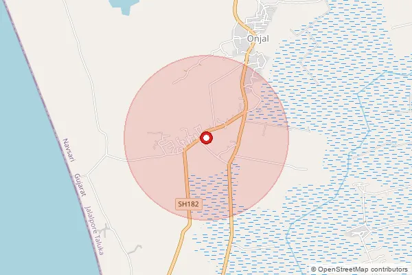 Map showing approximate area covered by Pincode 396412 — Motikakrad Bo, Navsari