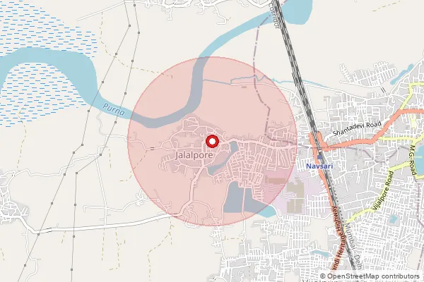 Map showing approximate area covered by Pincode 396421 — Jalalpore So, Navsari
