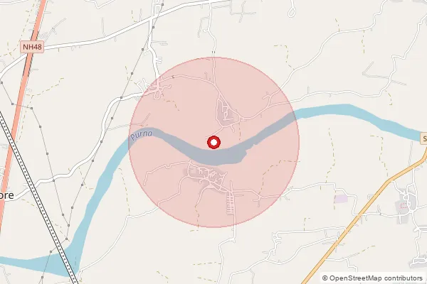 Map showing approximate area covered by Pincode 396427 — Amli Kasba Bo, Navsari