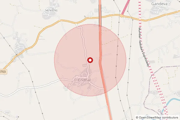 Map showing approximate area covered by Pincode 396430 — Gandeva Bo, Navsari