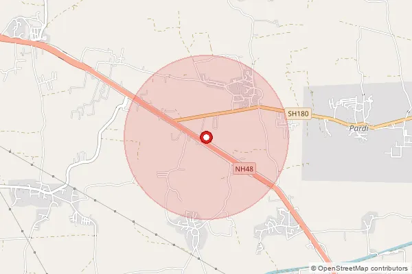 Map showing approximate area covered by Pincode 396433 — Sarpore Pardi Bo, Navsari