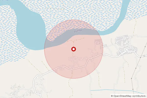 Map showing approximate area covered by Pincode 396439 — Machhad B.O, Navsari