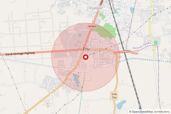 Map showing approximate area covered by Pincode 396450 — Hansapore Bo, Navsari