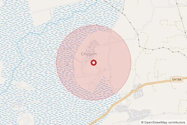 Map showing approximate area covered by Pincode 396460 — Krishnapur Bo, Navsari