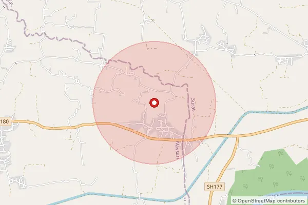 Map showing approximate area covered by Pincode 396466 — Nagdhara Bo, Navsari